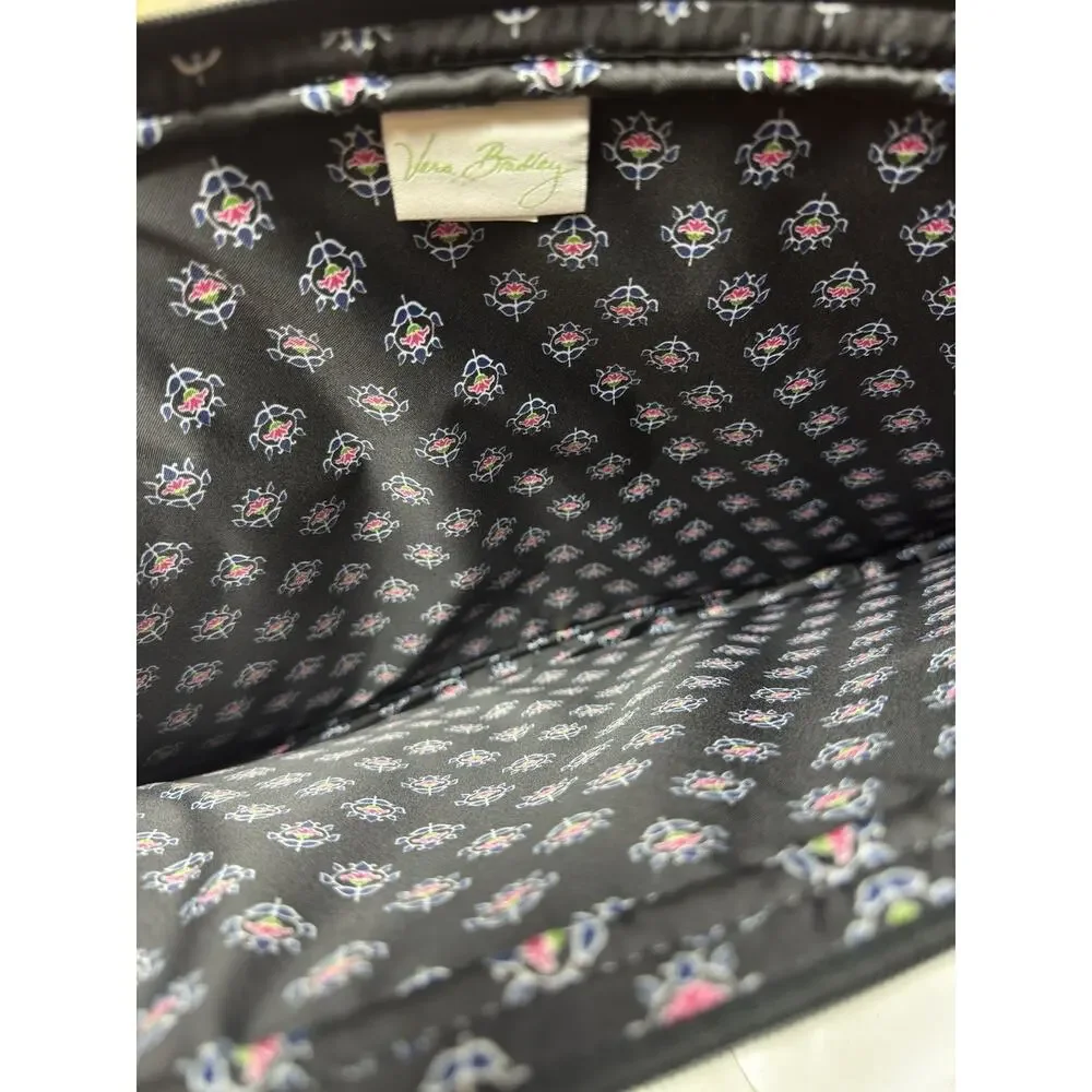 Vera Bradley Black Quilted Laptop Bag Tote Travel Work‎ Shoulder Purse